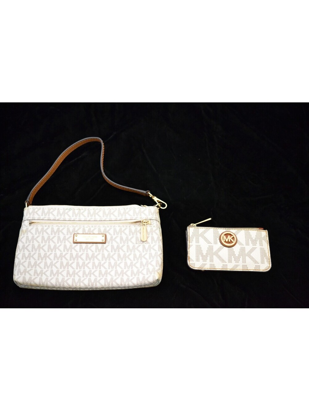 Michael Kors Vanilla MK Signature Shoulder Bag & Coin Pouch 2pc Set